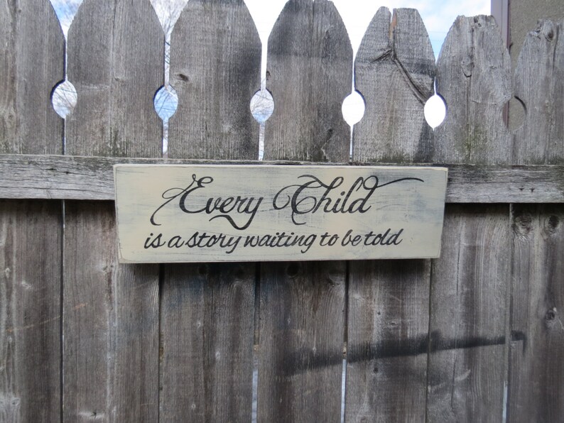 Hand Painted Every Child is a Story Waiting to Be Told Wood Etsy