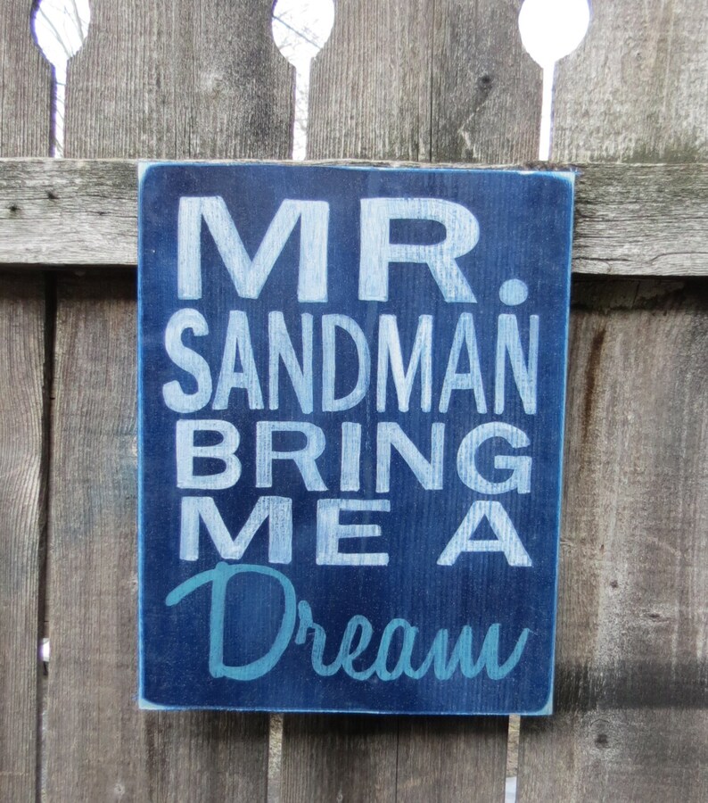 Hand Painted Mr Sandman Bring me a Dream typography Wood Etsy Hand Painted Mr Sandman Bring me a Dream typography Wood Etsy