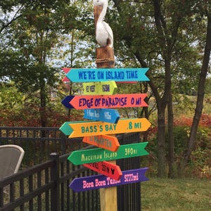 6 Destination Arrows Hand painted Wood Directional Signs 24 x 3 1/2 Custom Colors Wording for Sign Post Beach Backyard Business Mileage image 4