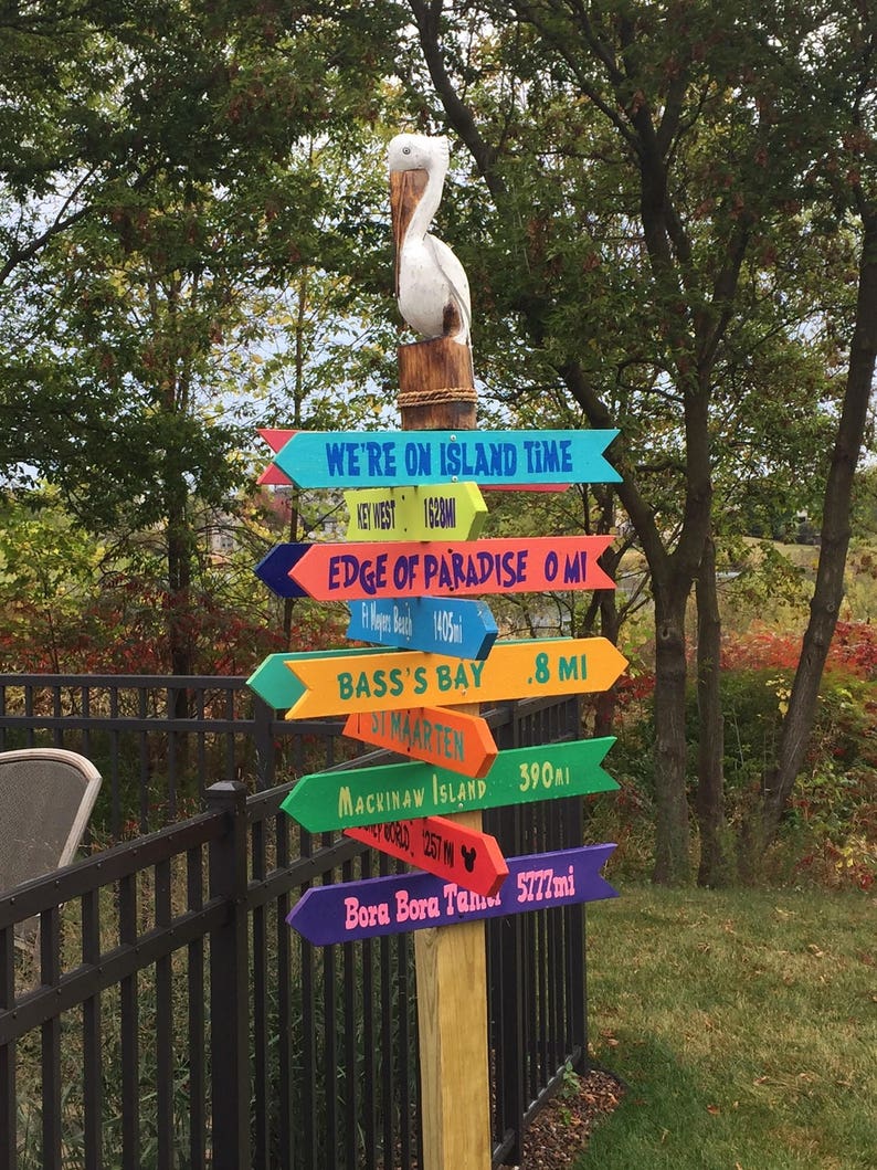 6 Destination Arrows Hand painted Wood Directional Signs 24 x 3 1/2 Custom Colors Wording for Sign Post Beach Backyard Business Mileage image 4