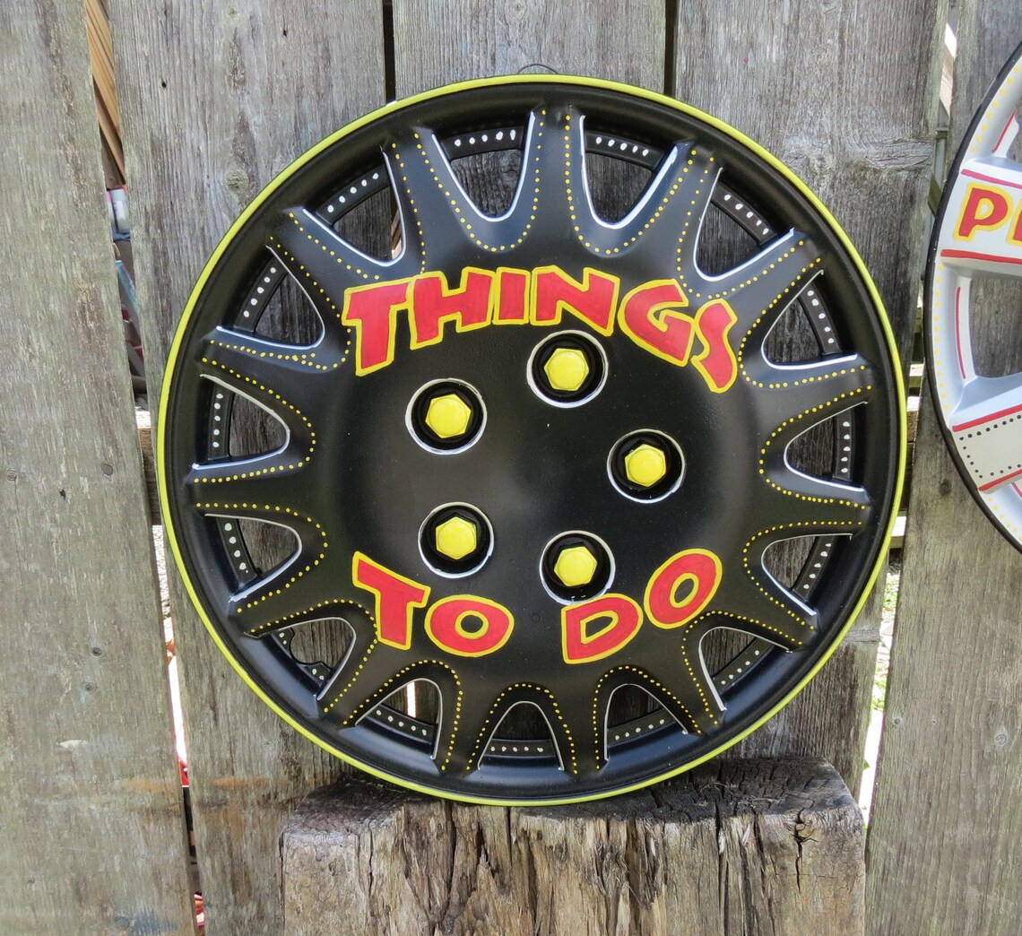 Personalized Hubcap Hub Cap Art Hand Painted Wall Outdoor Art Etsy