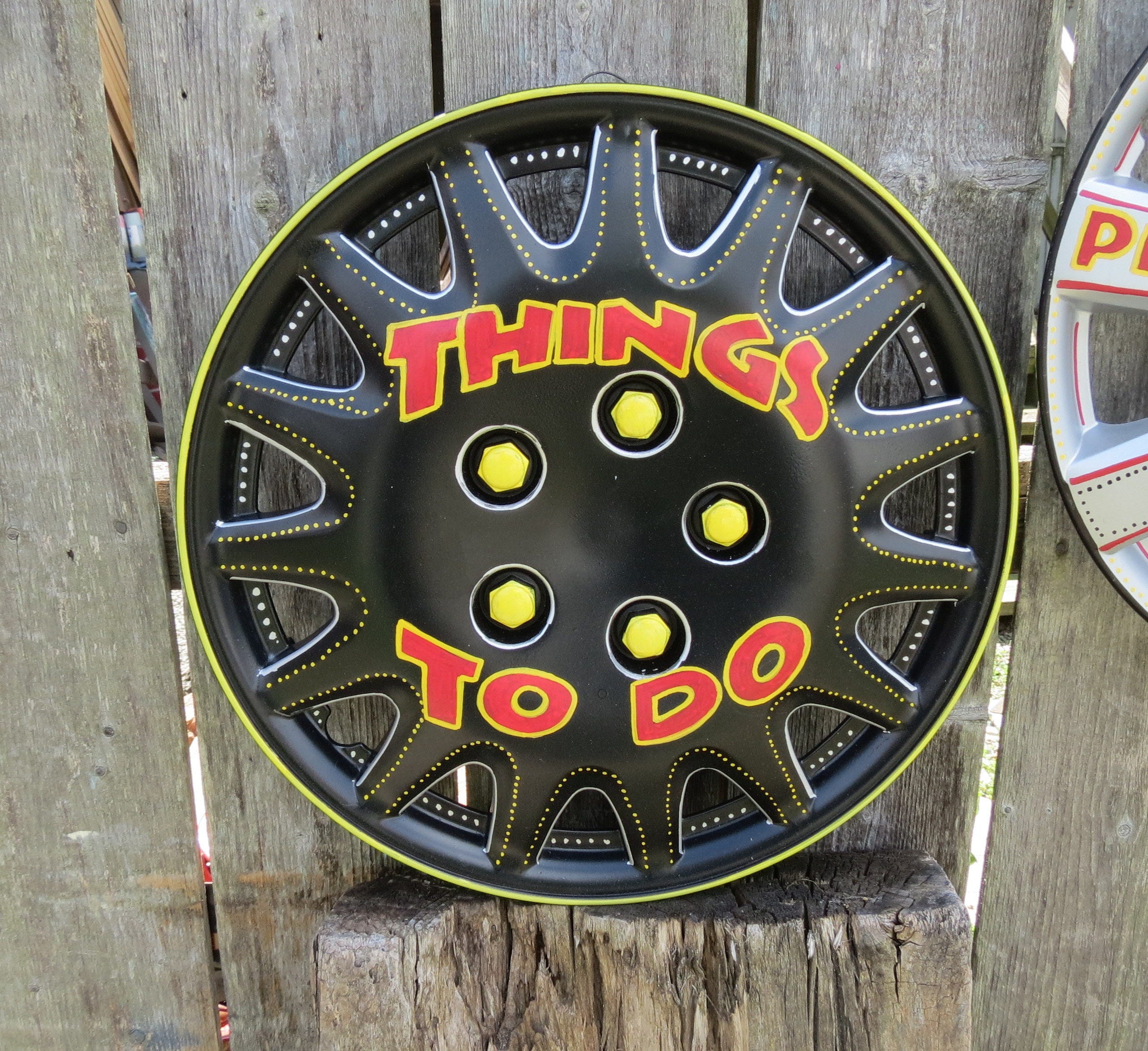 Personalized Hubcap Hub Cap Art Hand Painted wall Outdoor Etsy
