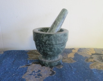 Green Marble solid stone Mortar & Pestle, Apothecary Stone  Office Decor, Conversation Piece, Apothecary Decor