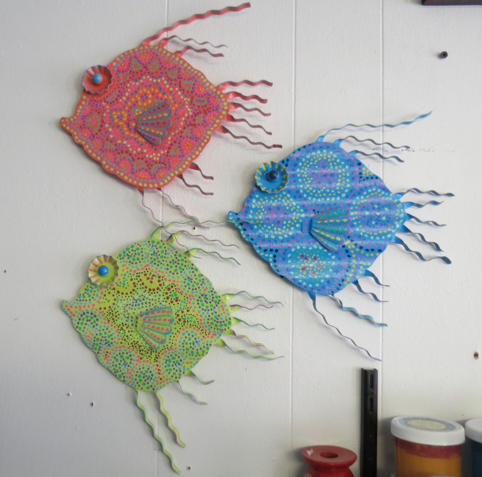 Custom Painted Metal Fish Wall or Outdoor Art Hand Painted Etsy