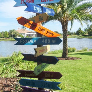 6 Destination Arrows Hand painted Wood Directional Signs 24 x 3 1/2 Custom Colors Wording for Sign Post Beach Backyard Business Mileage Bild 5