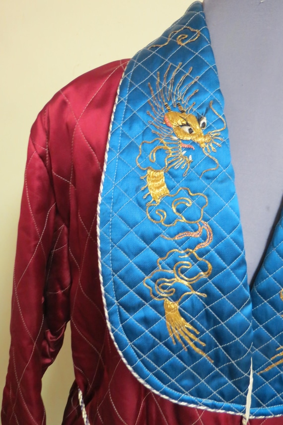 Vintage Japanese Asian Smoking Jacket 1940's Embr… - image 5