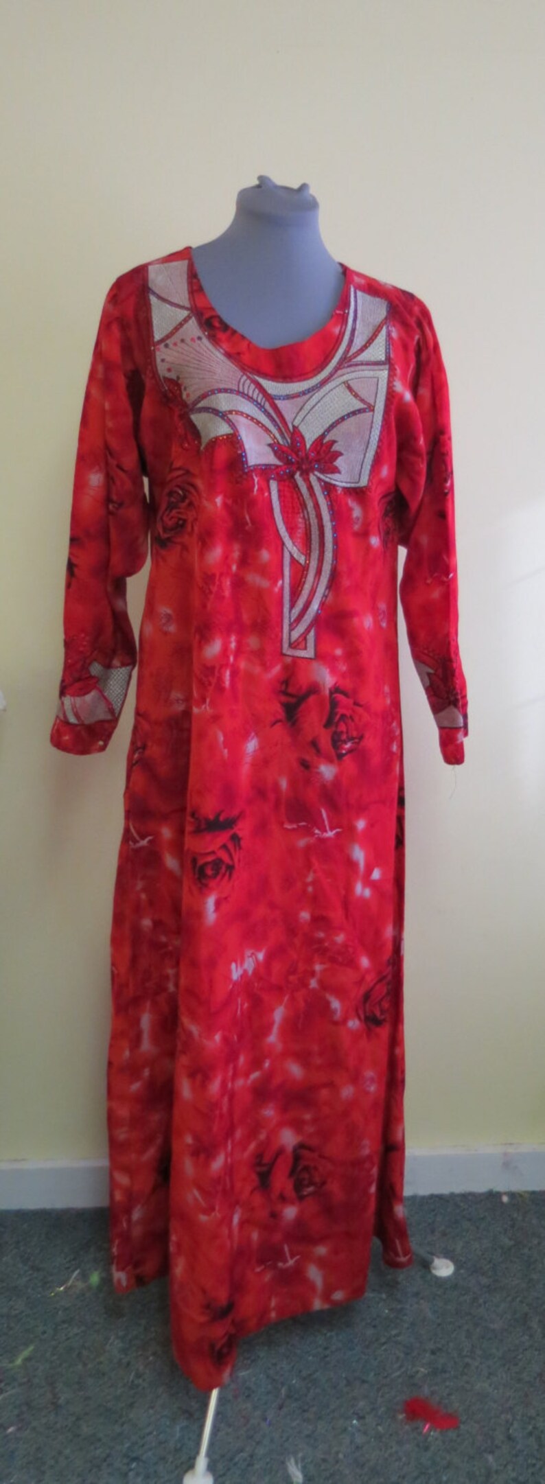 Handwoven Caftan Dress Red 18 main image 1