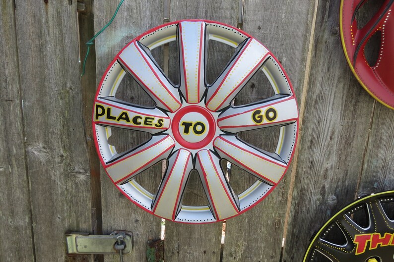 Personalized Hubcap Hub Cap Art Hand Painted Wall Outdoor Art Etsy