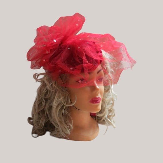 Vintage Kentucky Derby Hat Fascinator Whittal & Shon Vintage Whittall & Shon Black Derby Hat Netting & Yellow  main image 3