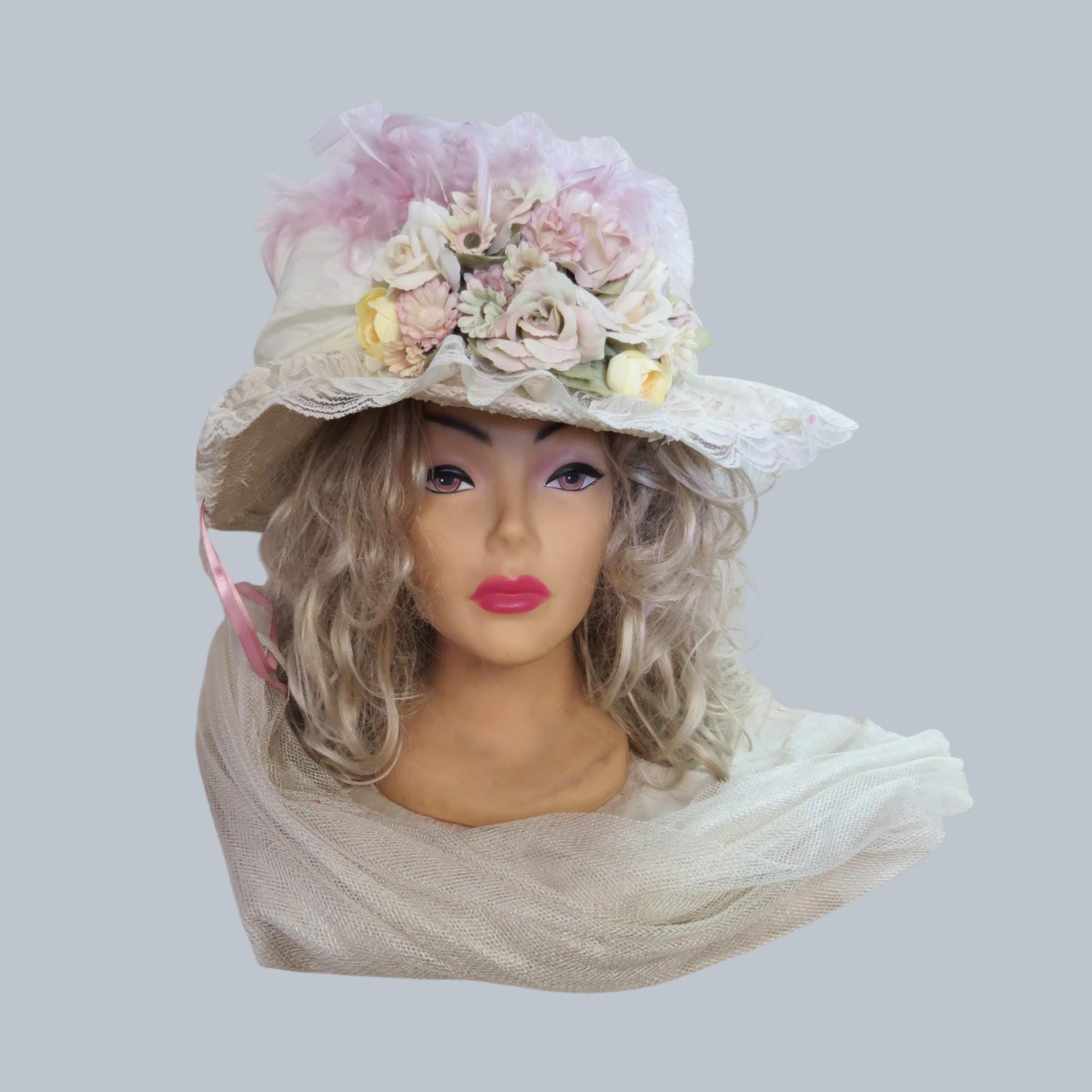Vintage-Inspired Elsie Massey Red Satin & Feather Floral Women’s Hat SOLD} Just listed! This very fun Edwardian reproduction hat  main image 3