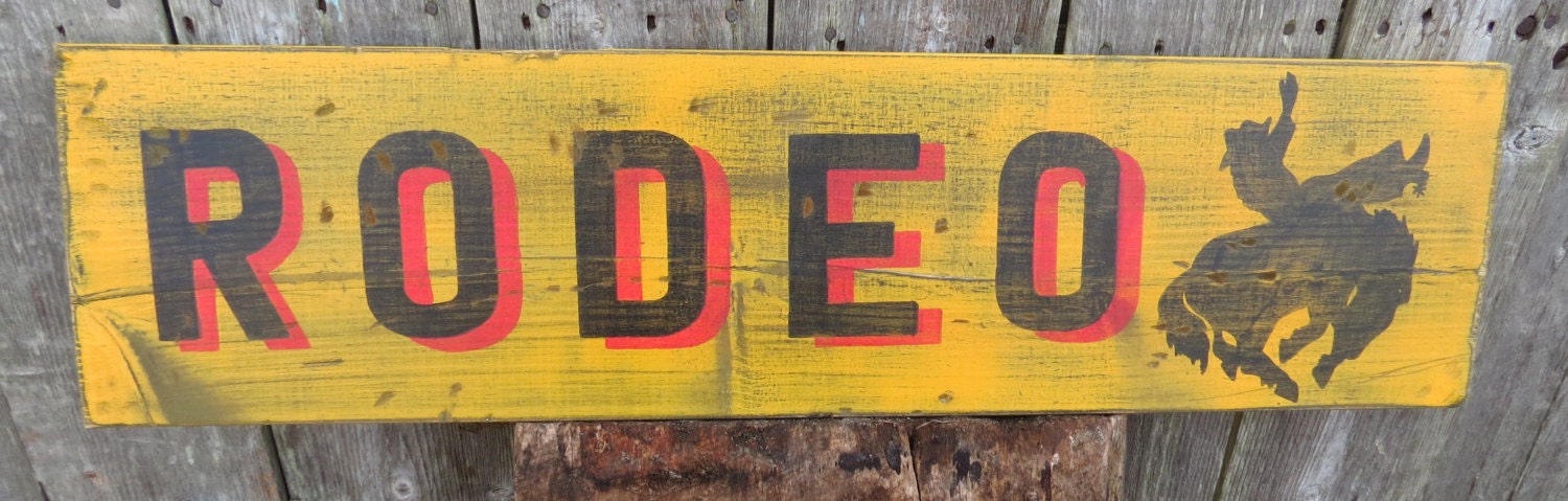 Rodeo Hand Painted Distressed Wood Sign Custom Colors Primitive ...