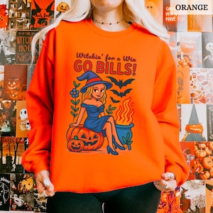 Buffalo Football Halloween Sweatshirt, Bills Mafia Spooky Football Shirt, Fall Game Day Tailgating Pullover, Gift for Witchy Buffalo Fan