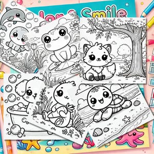 Get Creative with This Delightful Coloring Book: Playful Puppies, Cheerful Bubbles, and Friendly Sea Creatures