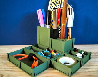 Modular Desk Organiser Set – 6-Piece Starter Kit for Home Office and Study