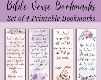 Printable Bible Verse Bookmark, Scripture Bookmarks, Floral watercolor Christian Bookmark Bible Verses, Sunday School Teacher Religious Gift