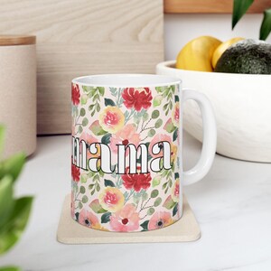 Caneca Floral Mama, Presente para a Mãe, Caneca de aquarela, Presente de Dia das Mães Presente de Chá de Bebê Presente para seu Amante de Café, Caneca de Flor de Mama Wildflower Mama