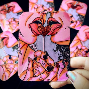 Lollipop Kiss Waterproof Glitter Sticker