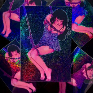 Shibari Pink Rope Waterproof Glitter Sticker