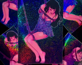 Shibari Pink Rope Waterproof Glitter Sticker
