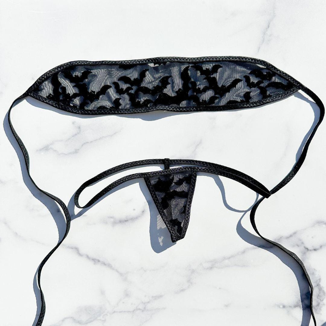 Extreme Micro Bikini Black Bats Completely See Through Bandeau Top Y ...