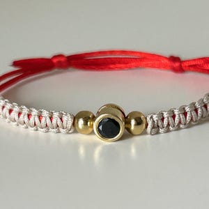 Kabbalah red bracelet, 14k solid gold bead, Black Onyx, Protection Bracelet, Red String Gold Bracelet 14k, Lucky Buddhist Red Bracelet