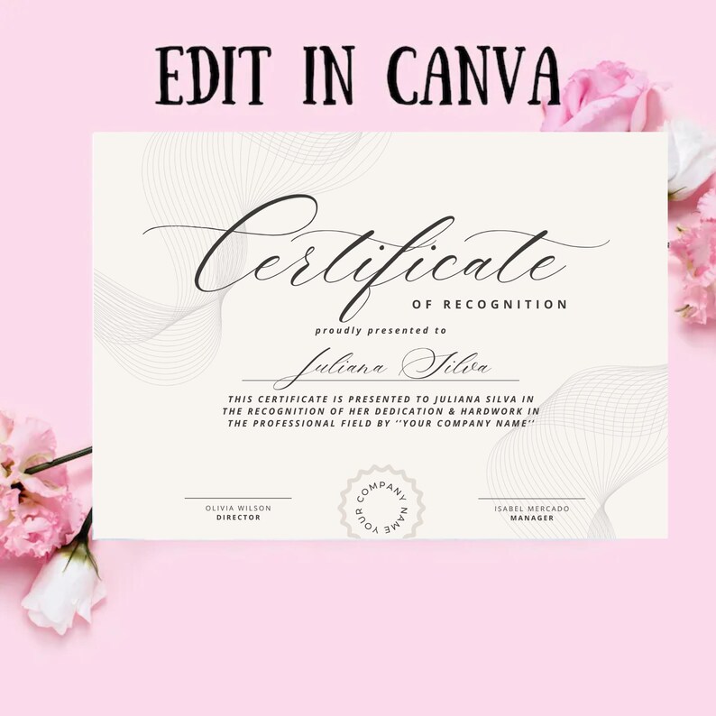 Editable Certificate of Recognition Template: White and Gold Canva ...