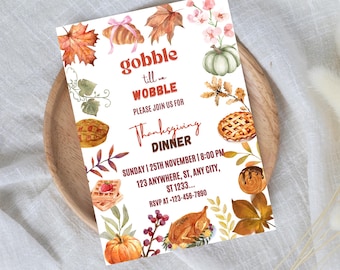 Editable Thanksgiving Dinner Invitation Template (Digital Download)