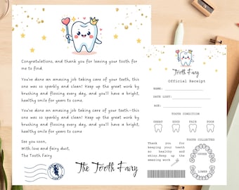 Plantilla editable de carta y recibo del Hada de los Dientes (descarga digital de Canva)