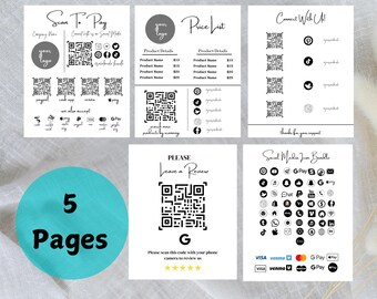 DIY Scan to Pay Sign Template, Editable QR Code Beauty Salon Pricing Template, Printable Hair Stylist Braids Nail Lash Makeup Canva Template