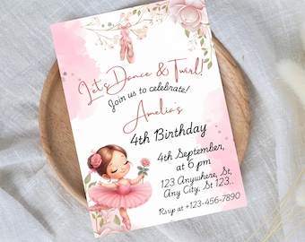Ballerina Birthday Invitation: Modern Ballet Party Invite (Digital Download)