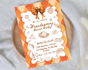 Invitation à un dîner de fête des amis : modèle modifiable (téléchargement numérique)
