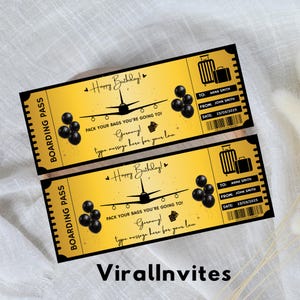 Birthday Boarding Pass Template, Surprise Trip Ticket, Surprise Vacation Ticket,Vacation Airplane Ticket, Birthday Airplane Ticket Printable