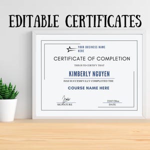 Editable Training Certificate Template, Certificate Of Completion Template, Esthetician Template, Printable Lash Artist Certificate, Course
