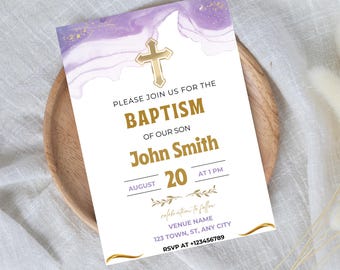 Wildflower Baptism Invitation: Minimalist Floral Christening Invite (Digital Download)