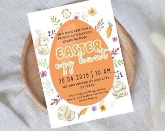 Watercolor Easter Egg Hunt Invitation: Editable Pastel Design (Canva)
