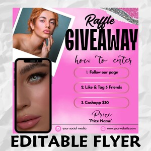 Giveaway Flyer, Raffle Flyer, Instagram Giveaway Flyer, Instagram Raffle Flyer, Hair Giveaway Flyer, Lash, Nail, Braid, Wig, Boutique Flyer