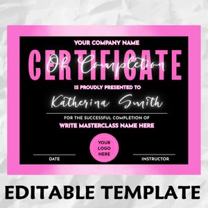 Certificate of Completion Template, Lash Certificate, Nail Certificate, Wig Class Certificate, Makeup Certificate, Hair, Brows, Cosmetic