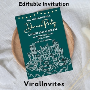 Birthday Dinner Invitation, Hand Drawn Invite for Dinner, Cocktail Birthday Invitation, Birthday Dinner Party, Modern Birthday Invite