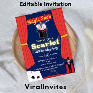 Magic Party Invitation, Magic Birthday Invitation, Magician Invitation, Magic Show Invitation, Magic Show Birthday Party, Instant Download