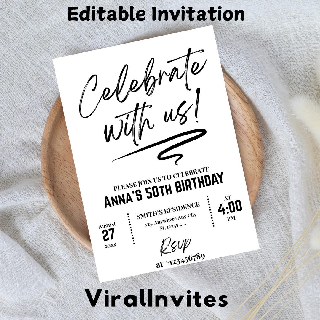 Editable Celebration Invitation Template: Birthday, Anniversary (canva ...