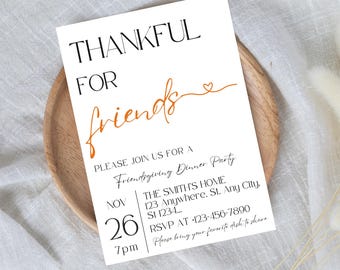 Invitation à un dîner de fête des amis : modèle modifiable (téléchargement numérique)
