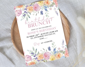 Wildflower Birthday Brunch Invitation: Bohemian Floral Party (Digital Download)