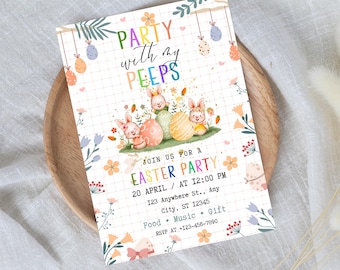 Editable Easter Party Invitation: Bunny Peeps Design (Digital Template)