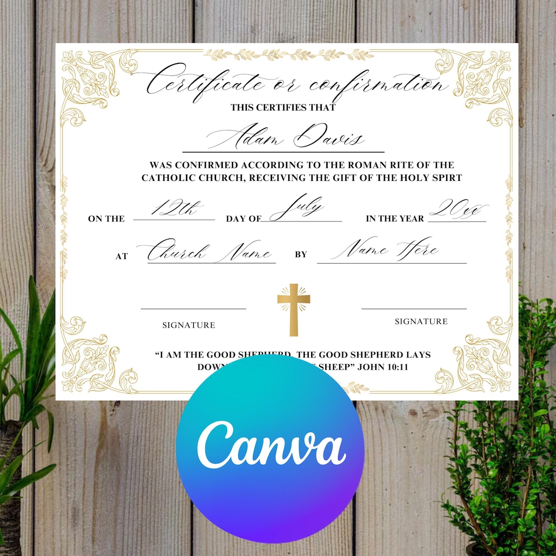 Editable Catholic Confirmation Certificate Template: Custom Church ...
