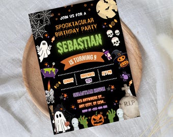 Halloween Birthday Invitation Template: Spooky 13th Birthday Party (Digital Download