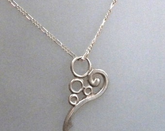 Small Sterling Heart Pendant, Based on Park Slope Brownstone, 1 1/4" long.  Original Piece. Architectural Inspired