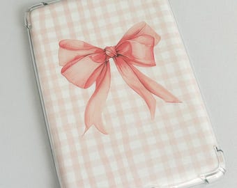 Pink Bow Kindle Case Insert: Gingham Clear Case Accessory