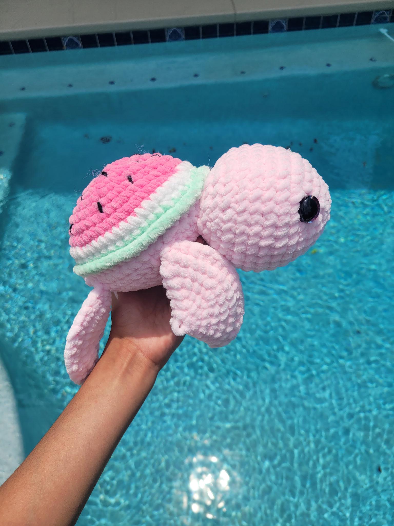 Crochet Watermelon Turtle, Amigurumi turtle, Crochet Stuffed turtle, Crochet turtle