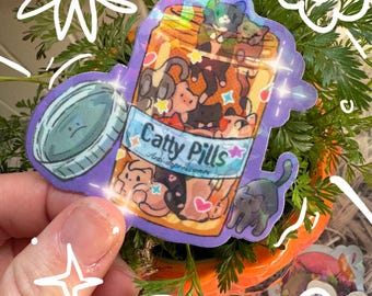 Catty pills sticker happy pill antidepressant Cat Sticker