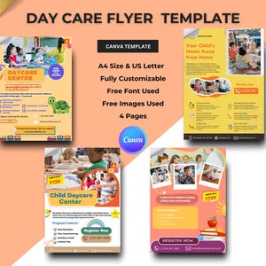 Daycare Flyer Template | Editable Canva Design | Childcare Center Ad | Editable Daycare Flyer | Preschool & Childcare Promotion
